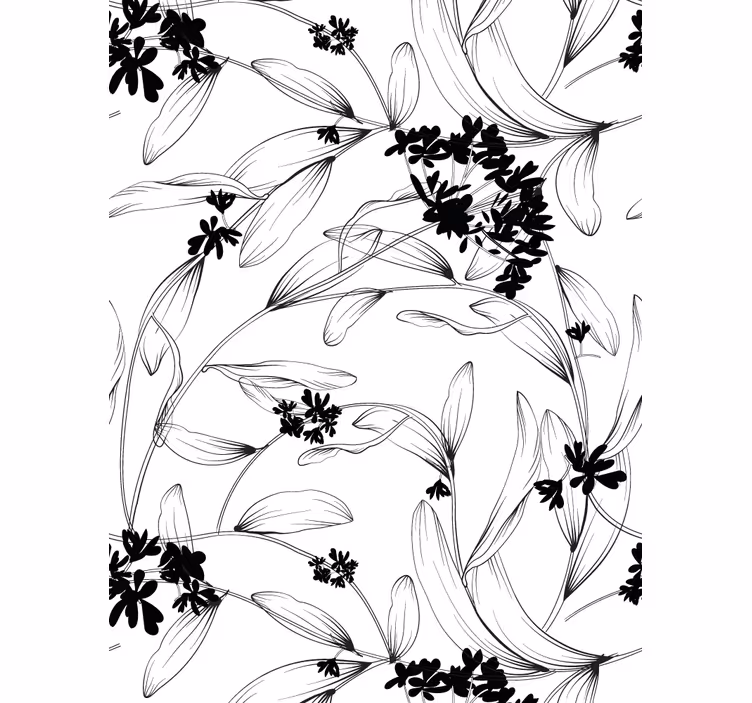 Tapete modern mit schwarzem blattmuster - TenStickers