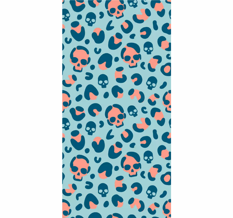 Tapete modern mit blauem und pinkem totenkopf-leopardenmuster - TenStickers
