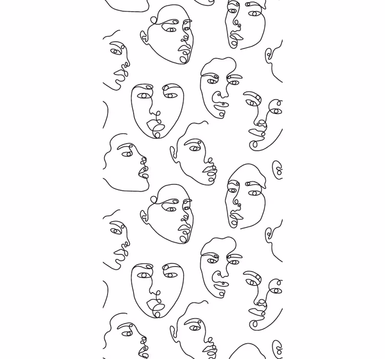 Tapete modern mit gesichtern im linienstil - TenStickers