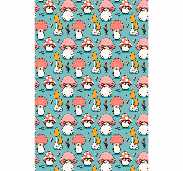 Tapete kinderzimmer mit babymushroom figuren - TenStickers
