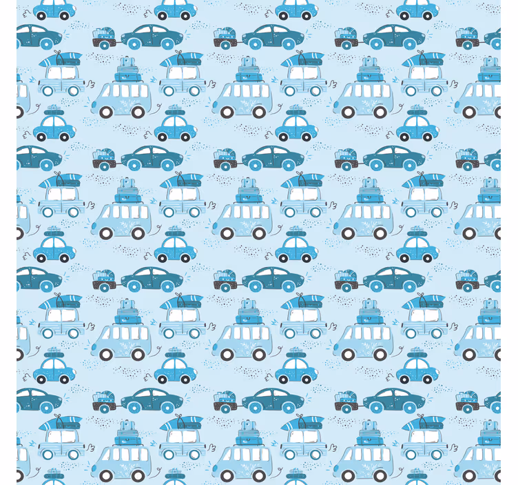 Tapete kinderzimmer mit blauem auto-muster - TenStickers