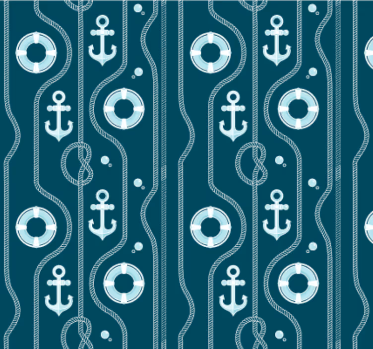 Tapete badezimmer mit blauem maritimen anker - TenStickers