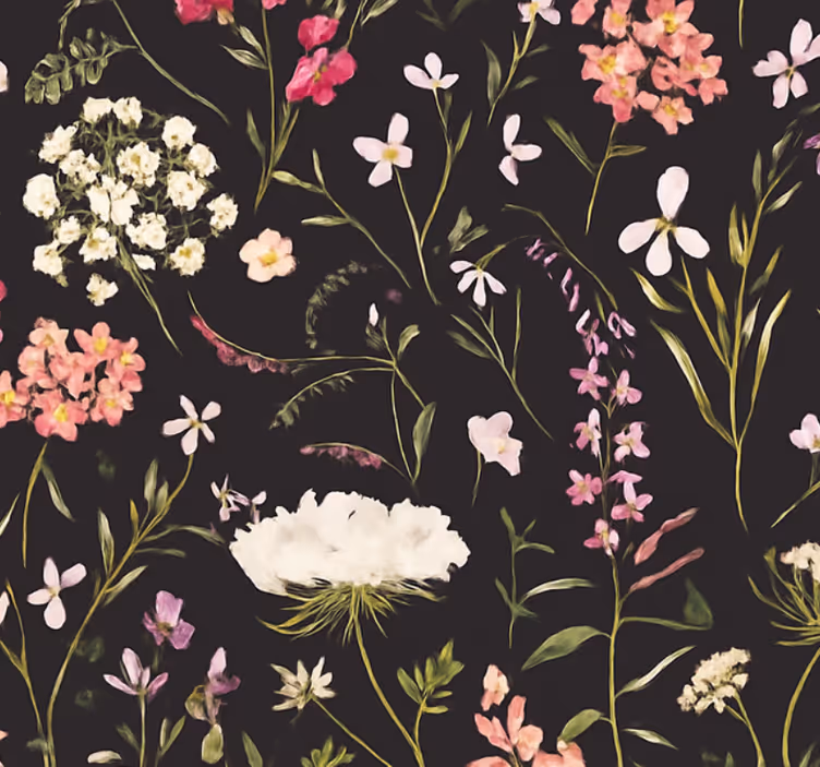 Tapete wohnzimmer dunkle frühlingsblumen - TenStickers