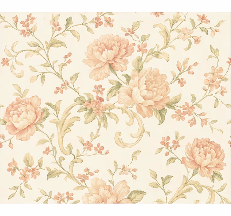 Tapete hochzeit im zarten rosa vintage blumenmuster - TenStickers