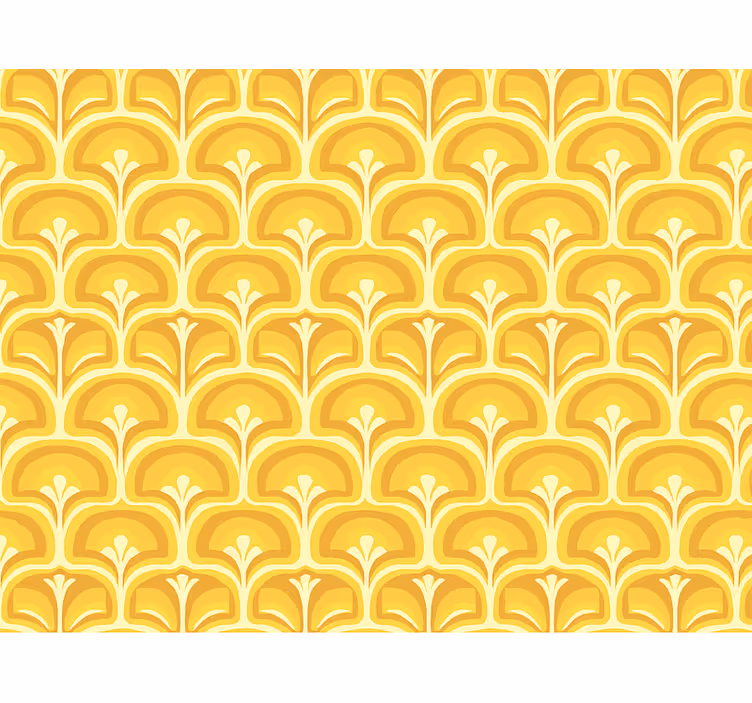 Tapete wohnzimmer retro 70er jahre gelbe figuren - TenStickers