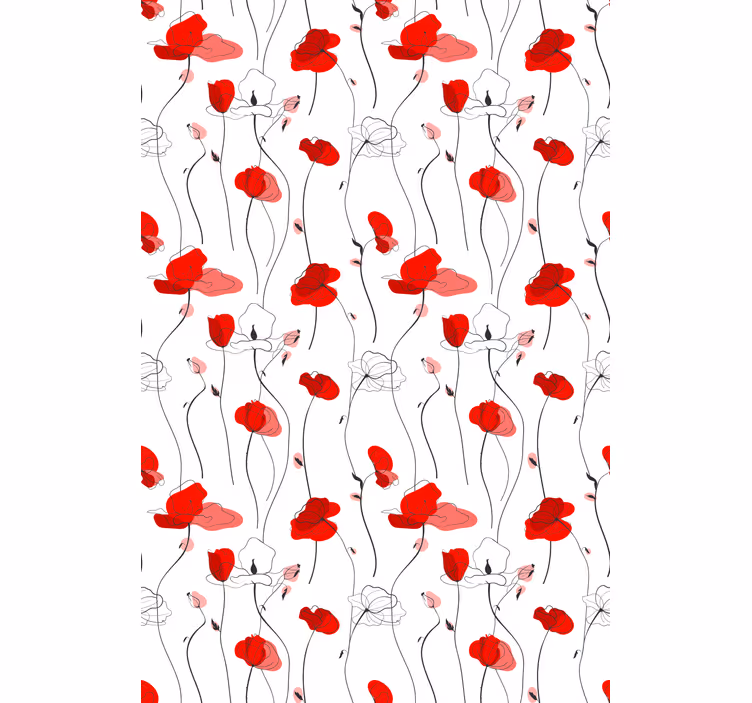 Blumentapete mit mohnblumenzeichnung - TenStickers