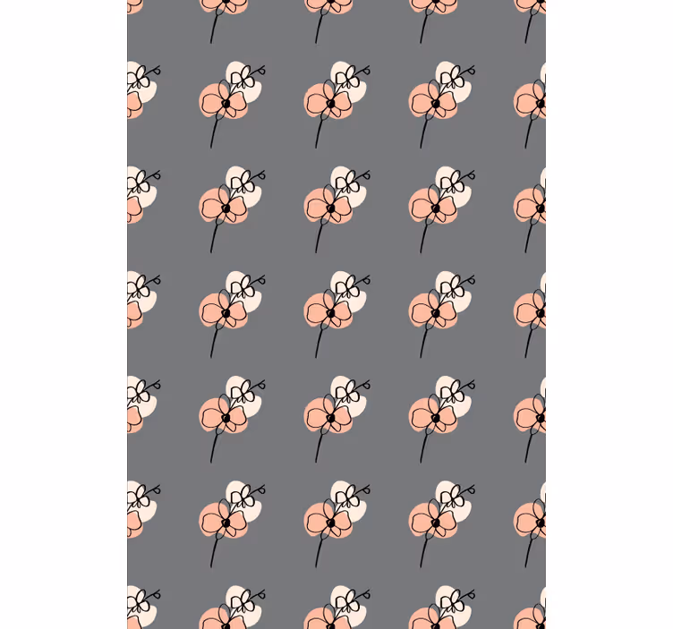 Blumentapete mit abstraktem orchideen-liniendesign - TenStickers