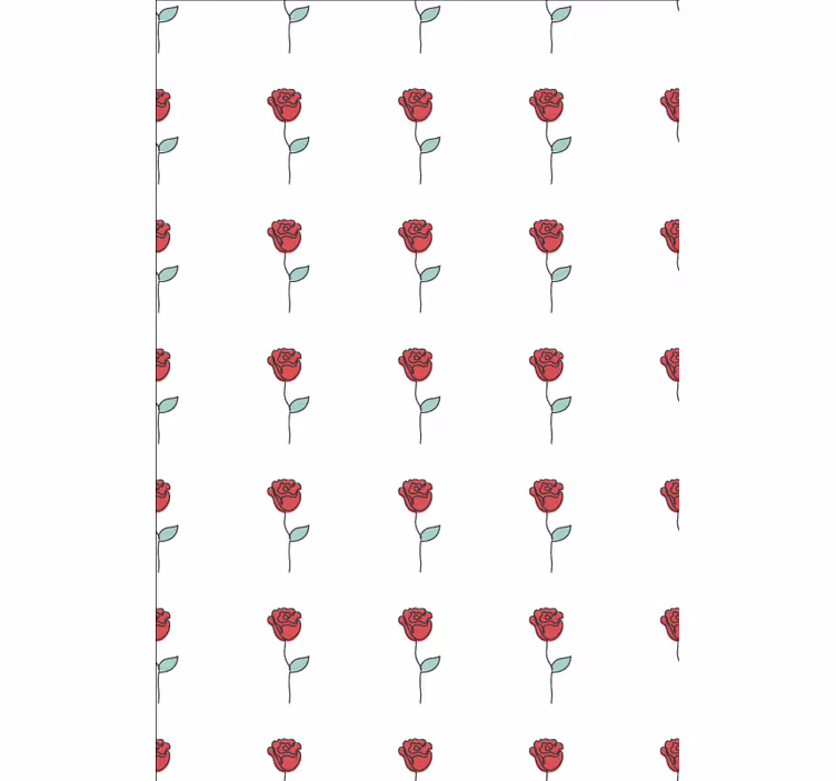 Blumentapete mit niedlichem roten rosen-linienartdesign - TenStickers