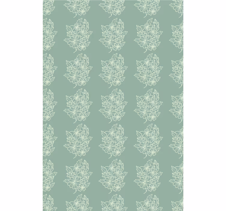 Blumentapete in grünem minimalistischem blumenmuster - TenStickers