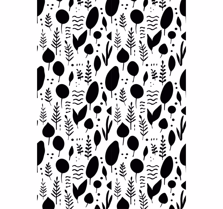 Tapete florale ornamente mit schwarz-weißen naturmotiven - TenStickers