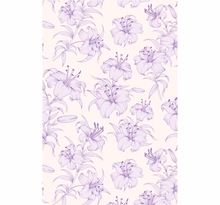 Tapete florale ornamente mit blühenden lilien - TenStickers