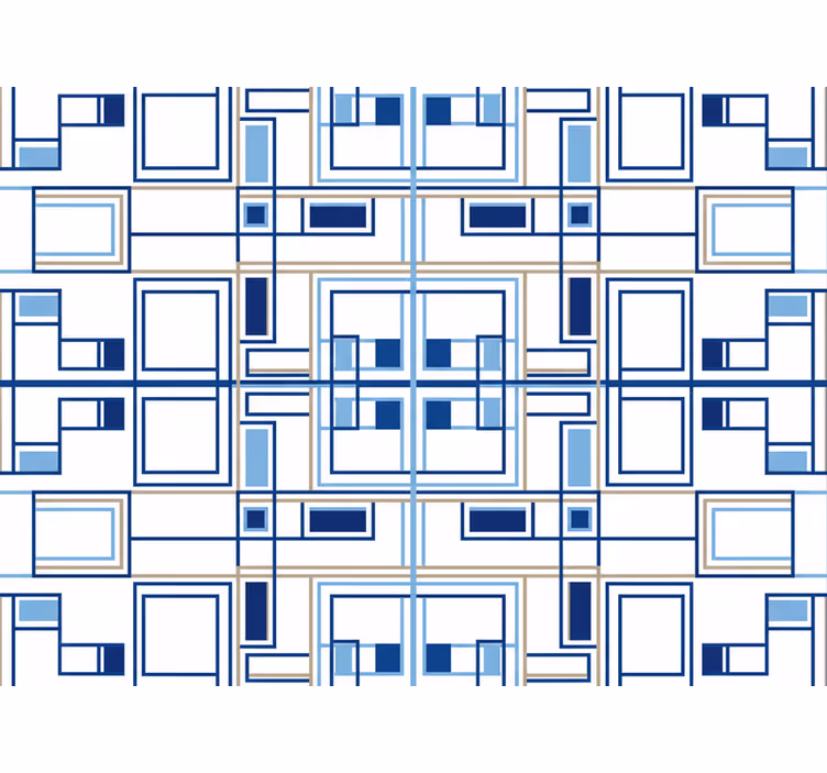 Tapete quadrate geometrische formen blau (b07n8669gy) - TenStickers