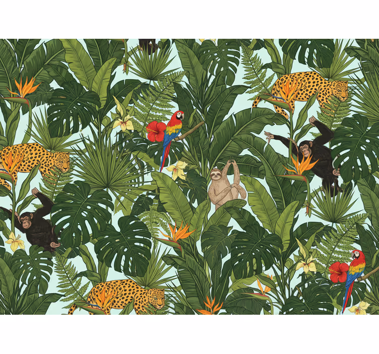 Tapete dschungel mit tieren und tropischen motiven - TenStickers