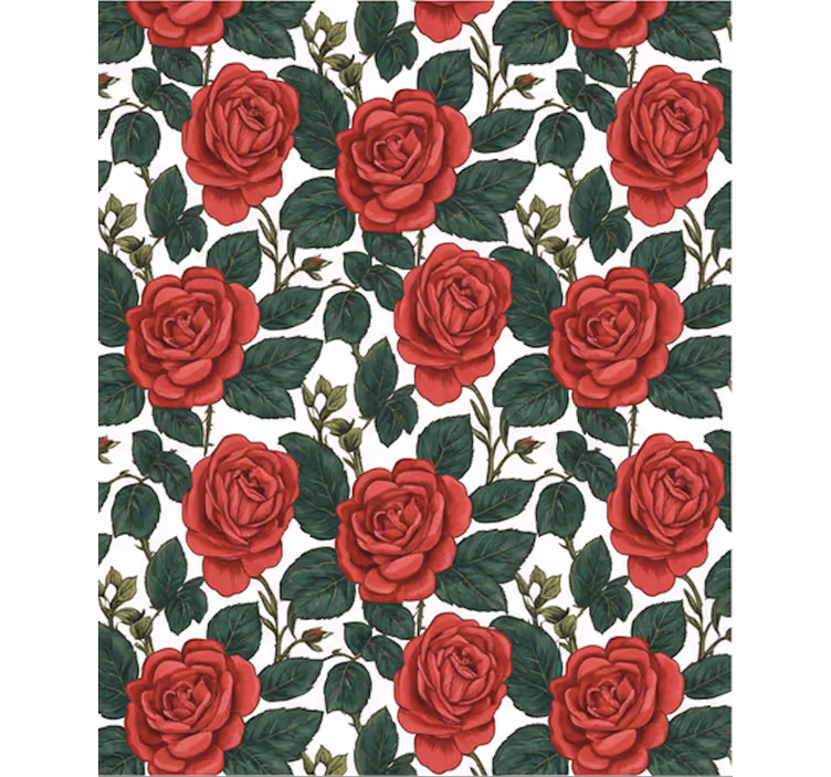 Blumentapete mit roten rosenoptik (b09yd2z7zz) - TenStickers