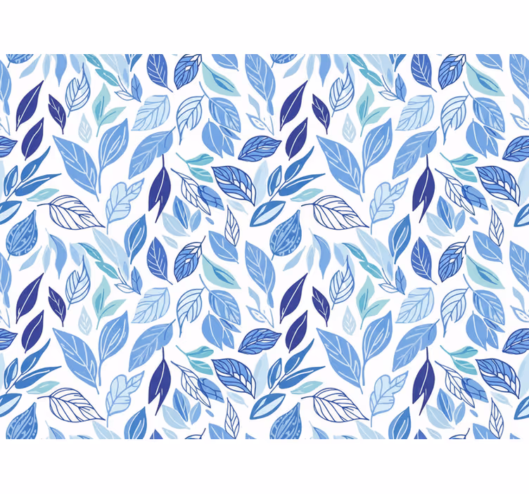 Blumentapete mit blauen blättern - TenStickers