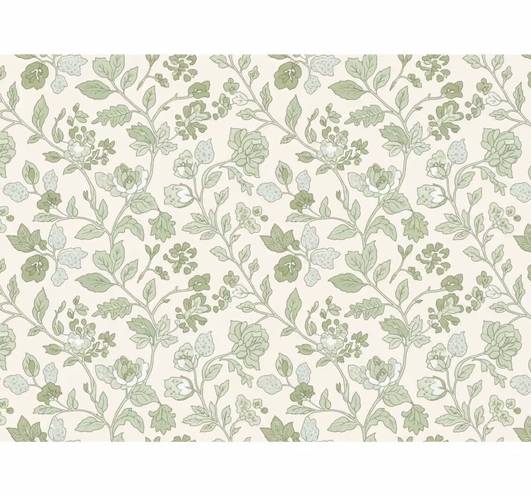 Steintapete cremegrün floral - TenStickers