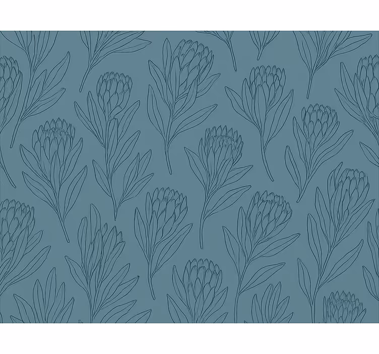 Blumentapete in gedämpften türkisfarbenen blumen - TenStickers