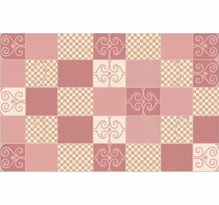 Geometrische tapete im vintage-karodesign rosa - TenStickers