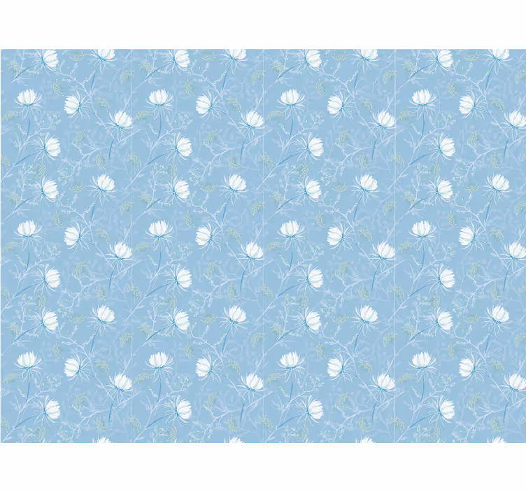 Blaue tapete mit botanischem blattmuster - TenStickers