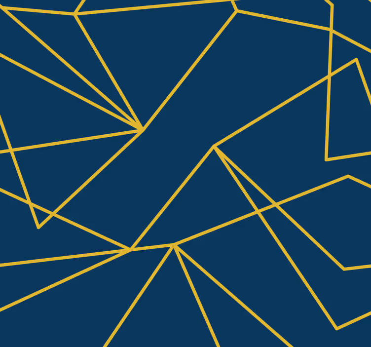 Tapete blau mit geometrischen goldenen linien - TenStickers