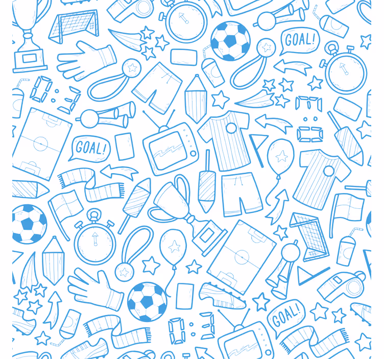 Tapete blau fußball skizzen set illustration - TenStickers