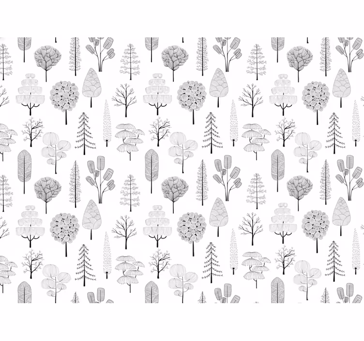 Tapete weiß mit baum-muster - TenStickers