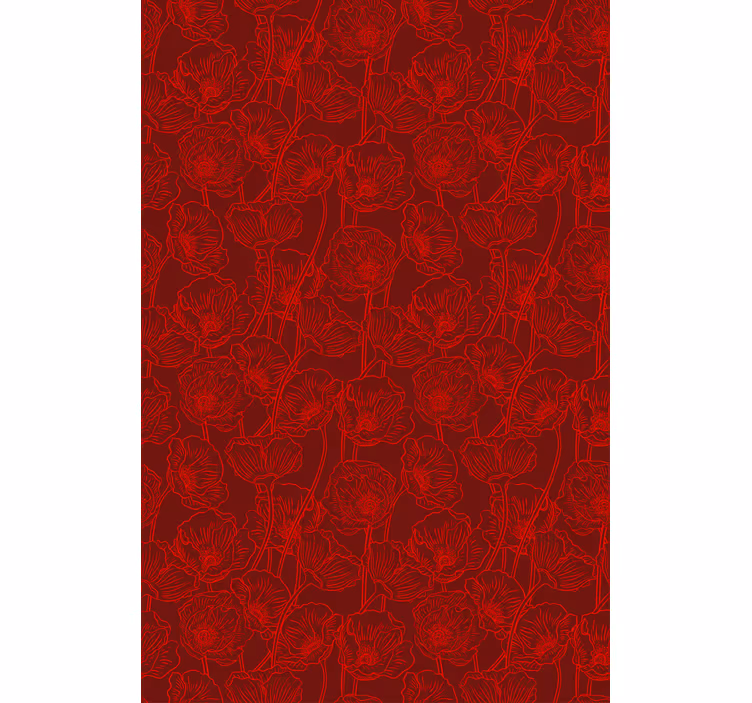 Tapete rot mit künstlerischen mohnblumen und stängeln - TenStickers