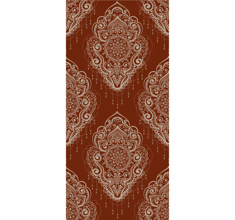 Tapete rot mit elegantem mehndi-ornament - TenStickers