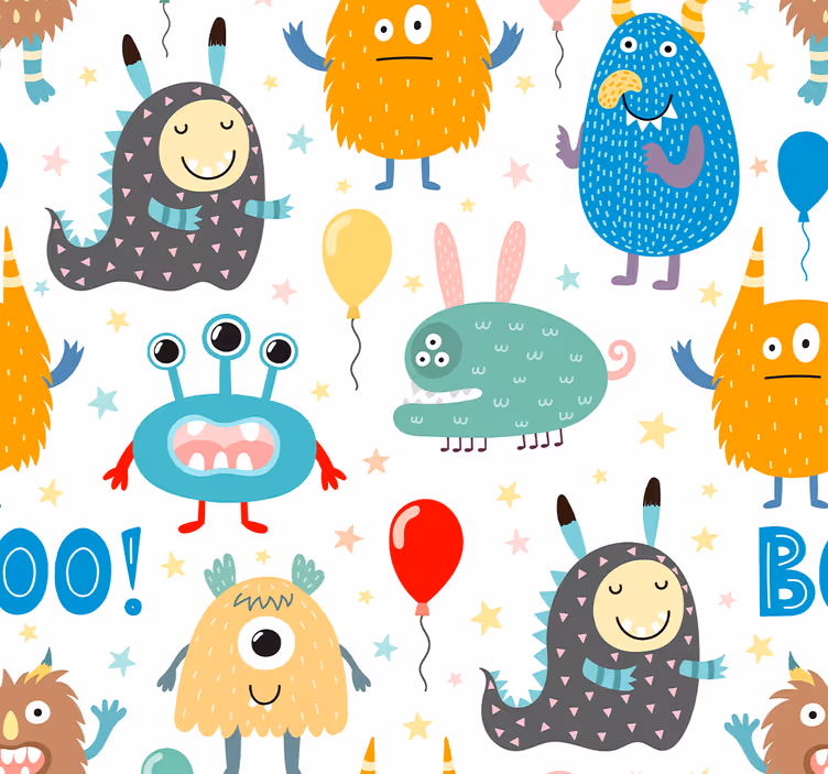 Tapete Tiere festliche monster - TenStickers