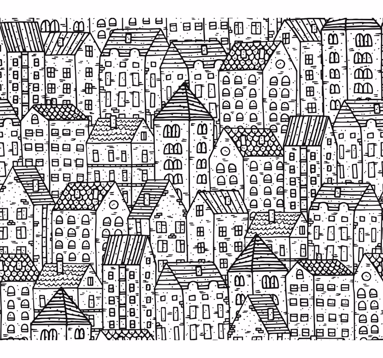 Tapete stadt monochromes urbanes skizzenmotiv - TenStickers