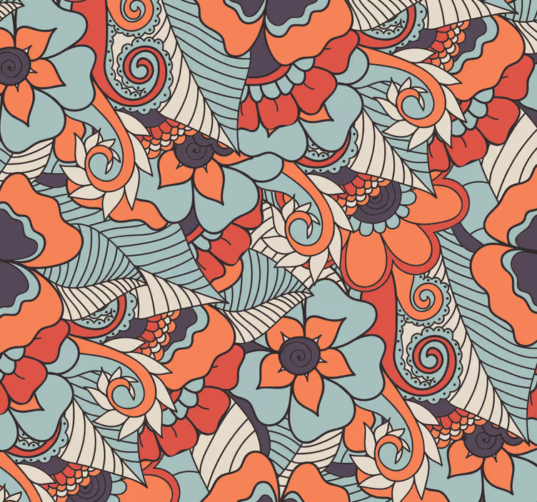 Tapete florale Ornamente lebendiges muster - TenStickers