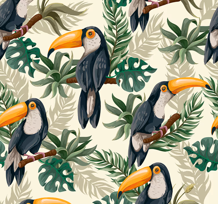 Tapete Natur Dschungel Tukan Vogel - TenStickers