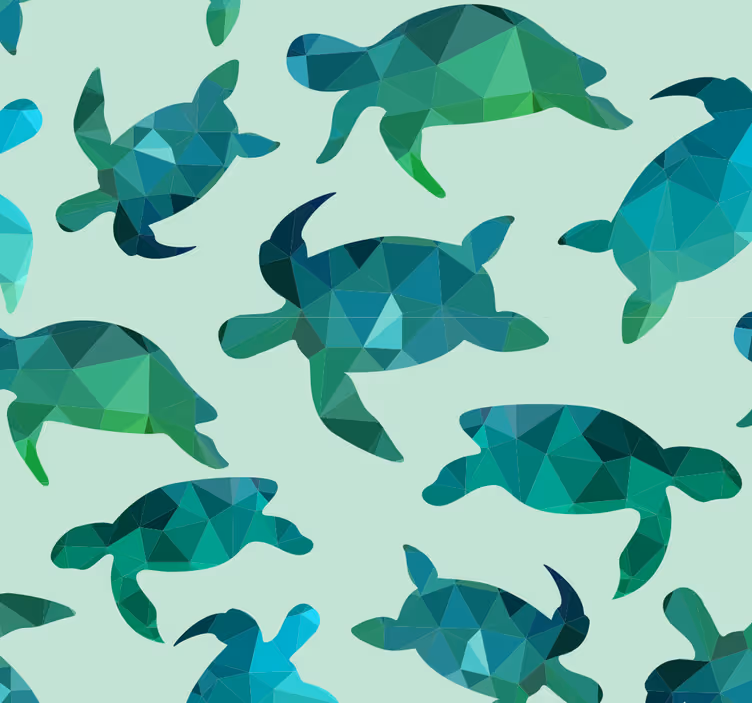 Tapete Fische schildkrötenmuster - TenStickers