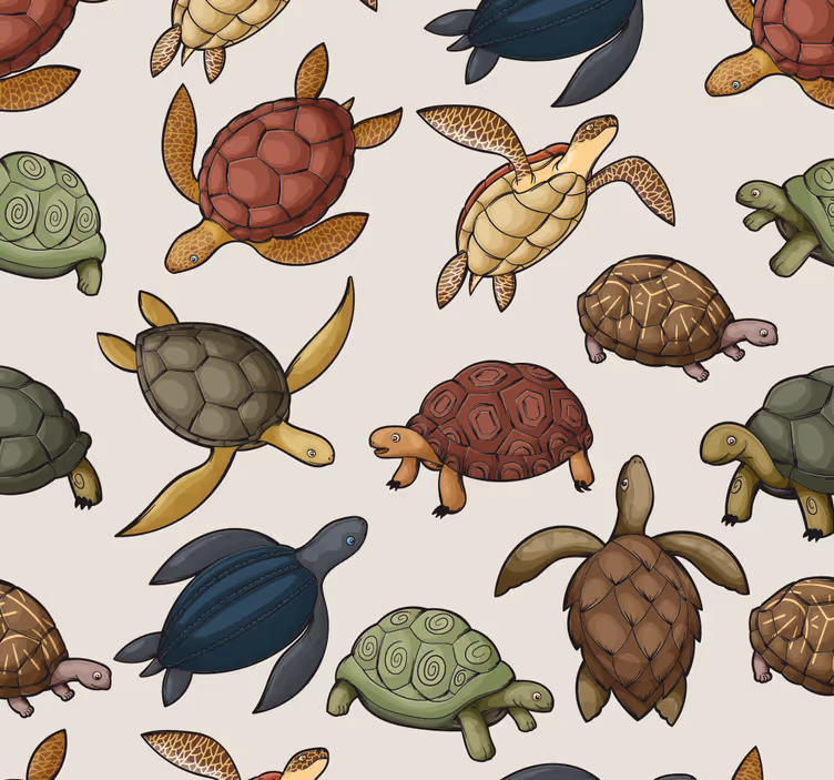 Tapete Tiere beiges schildkrötenmuster - TenStickers