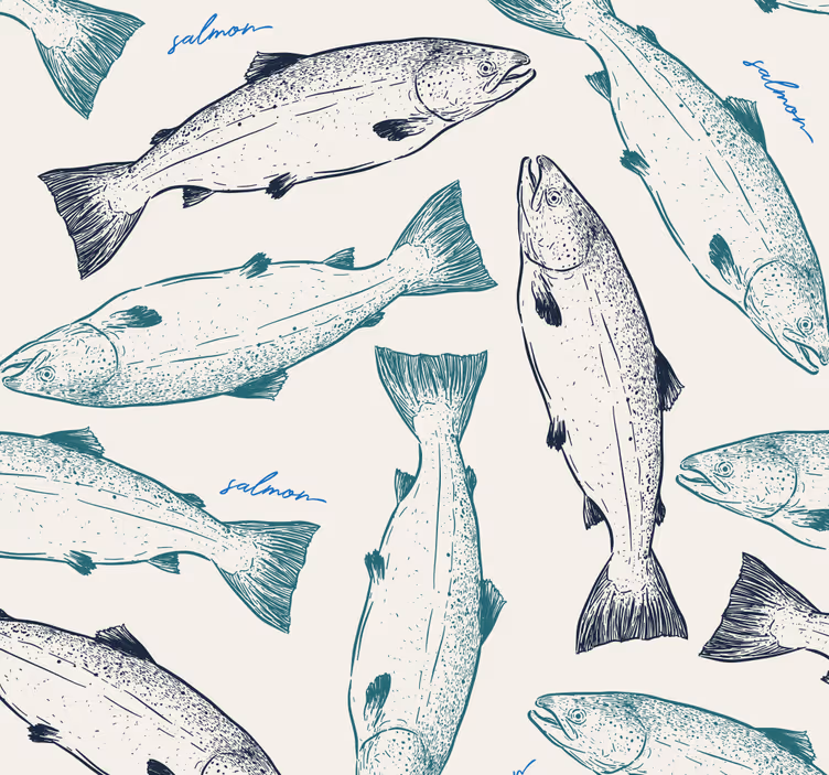 Fisch Schlafzimmer Tapete Lachs - TenStickers