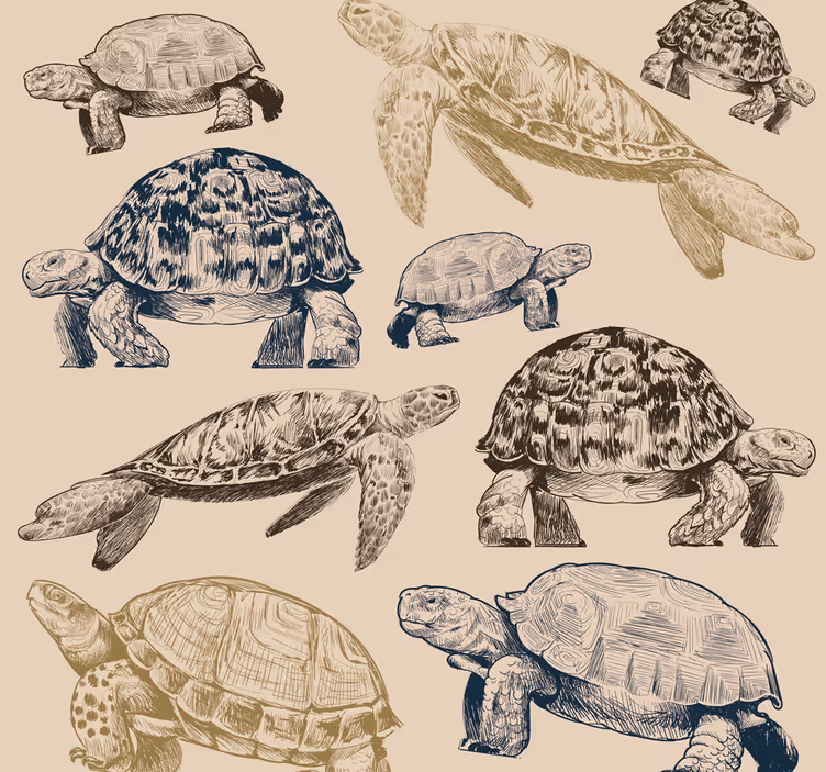 Schlafzimmer Tapete Schildkröten beige Hintergrund - TenStickers
