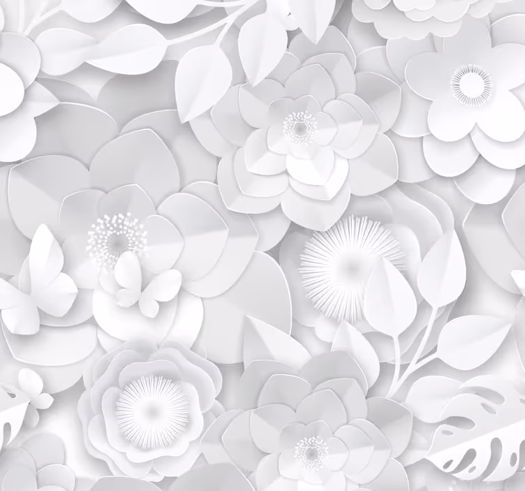 Schlafzimmer Tapete 3D weißes Blumenmuster - TenStickers