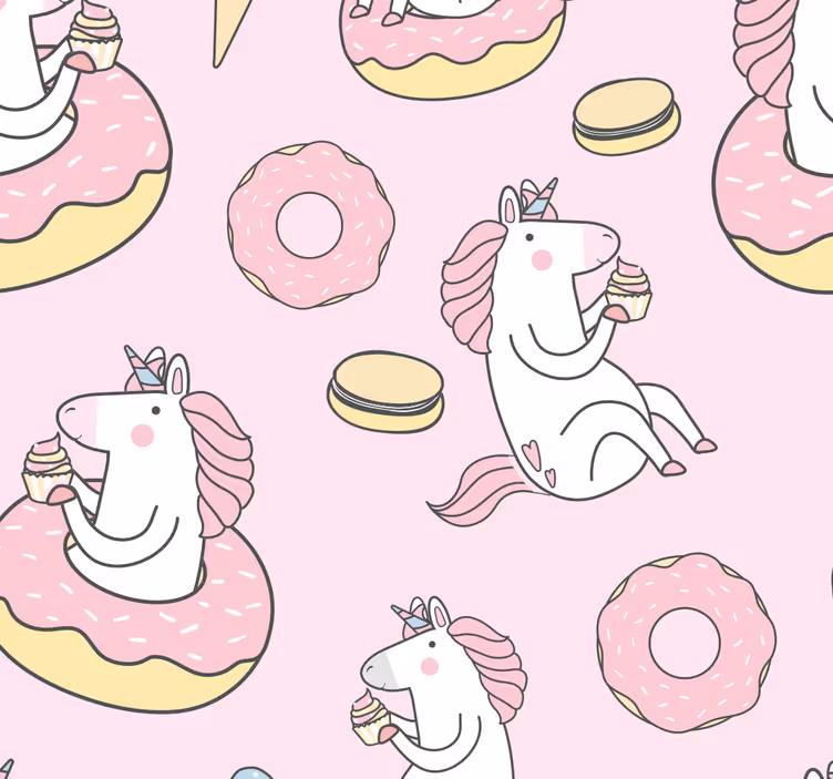 Tiere Tapete einhörner essen leckereien - TenStickers