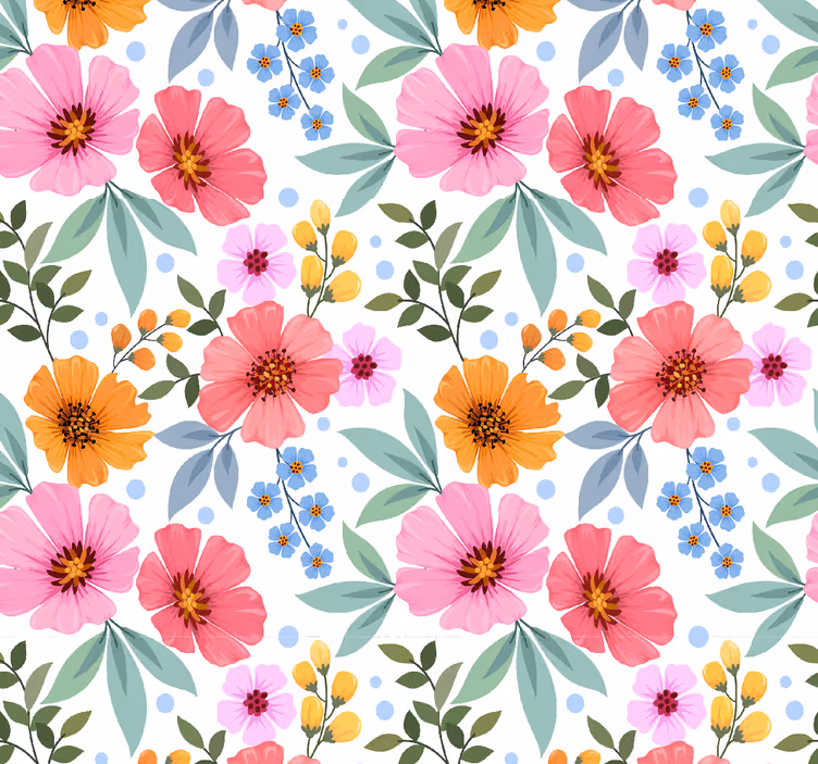Tapete Schlafzimmer Bunte Blumen - TenStickers