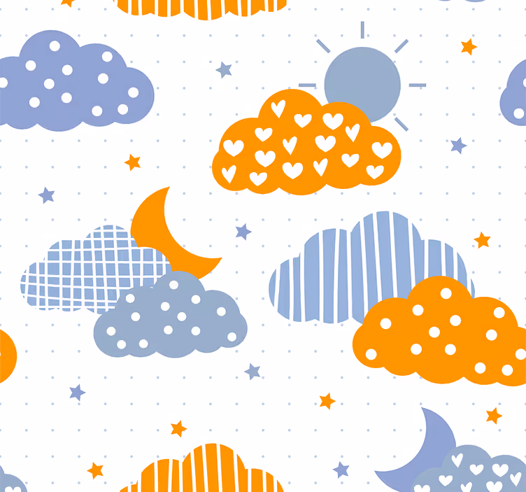Abstrakte Tapete Mond und wolken - TenStickers