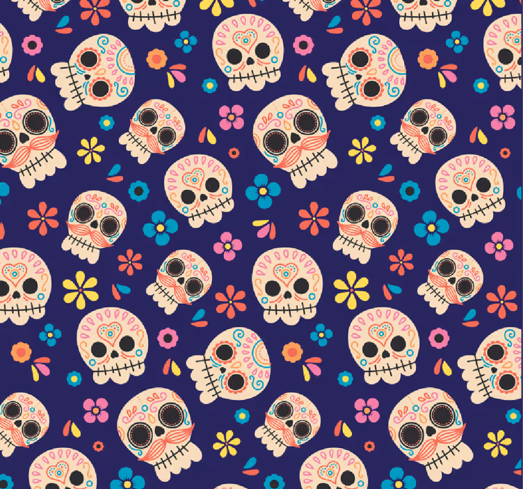 Halloween tapete mit buntem schädelmuster - TenStickers