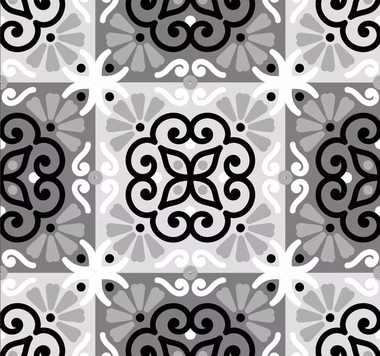 Schwarze Ornament Tapete - TenStickers