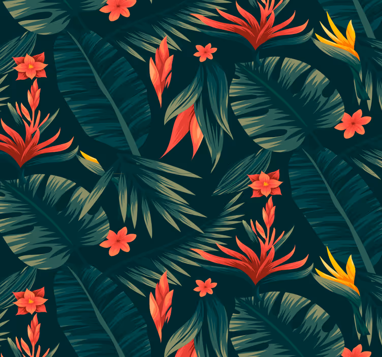 Tapete Wohnzimmer tropische flora - TenStickers
