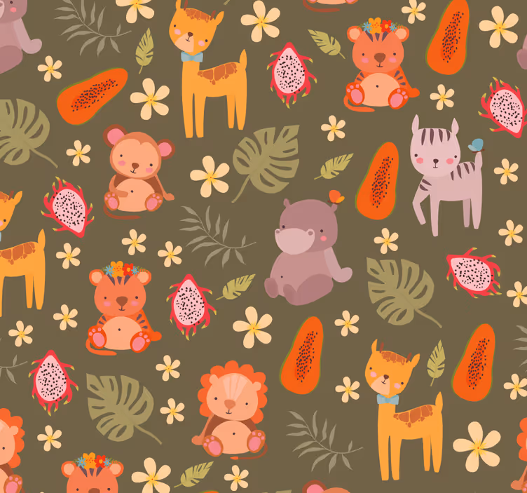 Tapete Tiere muster mit waldbewohnern - TenStickers