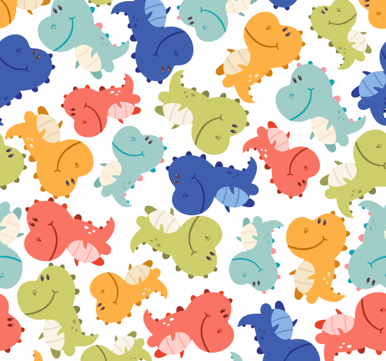 Dino Tapete fröhliches dinosauriermuster - TenStickers