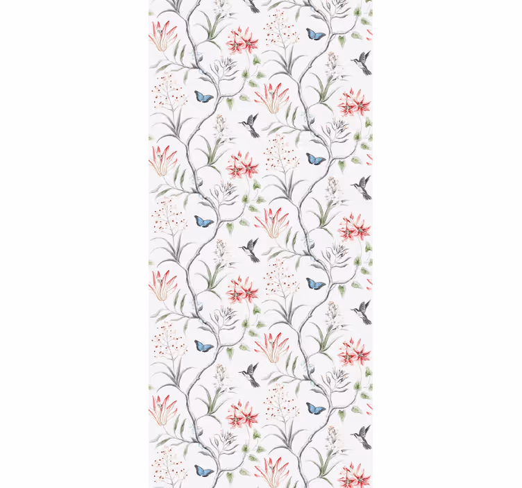 Schlafzimmer Tapete Vogel und Blumenzweig - TenStickers