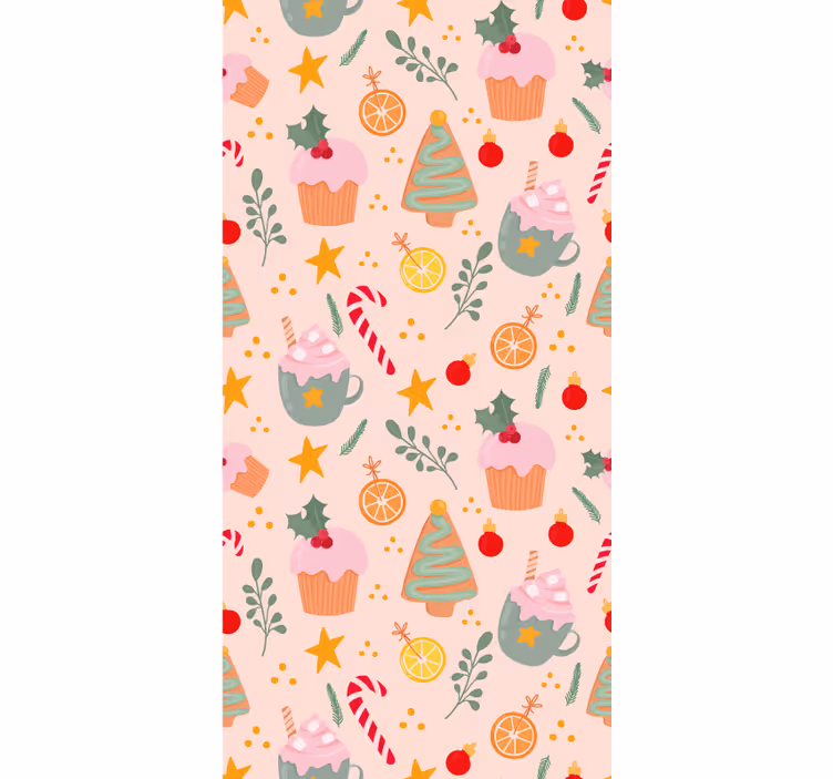 Zuckerstangen und Bäume Weihnachtstapete - TenStickers