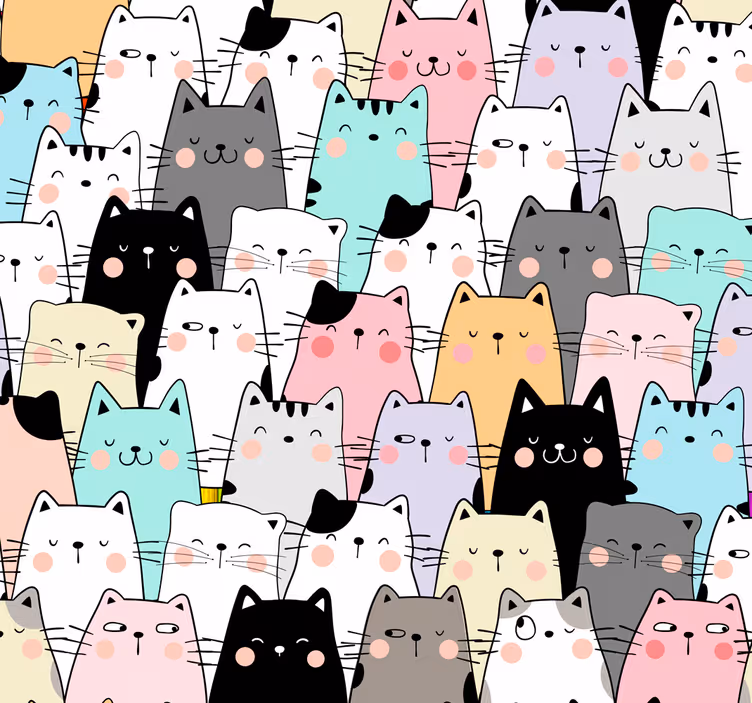 Tapete Jugendzimmer Katzen Tiermotiv für Katzenfreunde - TenStickers