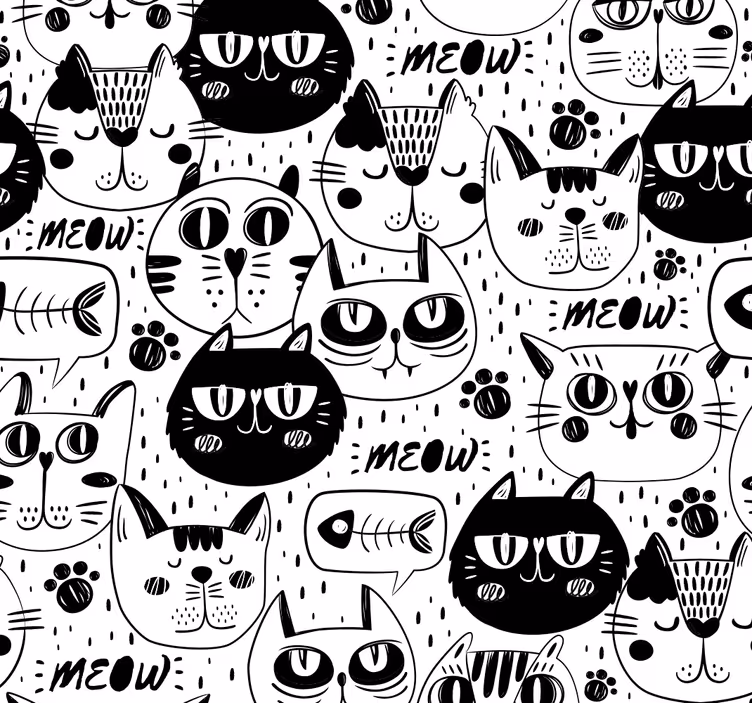 Katzen Tapete katzenkritzeleien - TenStickers