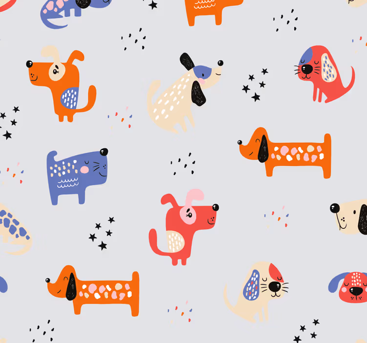 Tier Tapete Illustrierte hunde - TenStickers